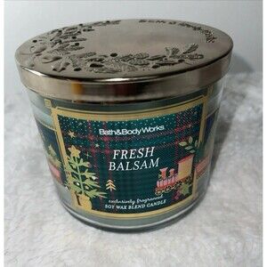 Bath & Body Works FRESH BALSAM Scented 3 Wick CANDLE 25-45 Hours DELICIOUS!